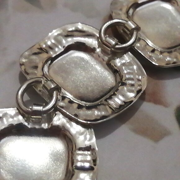 Chunky Textured Silver Tone Bracelet - Picture 5 of 6